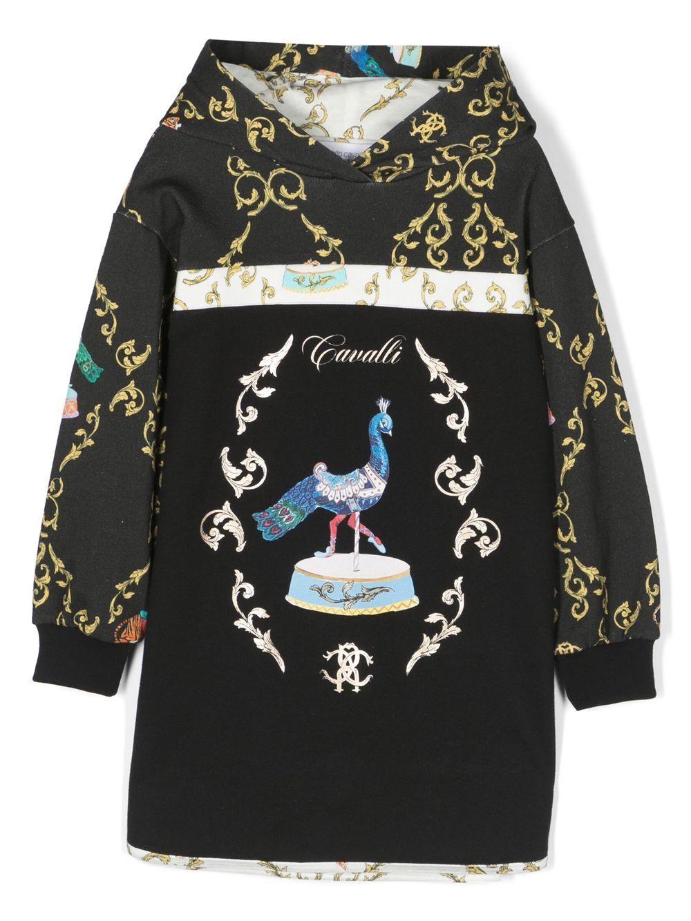 Roberto Cavalli Junior graphic-print long-sleeve hoodie - Black