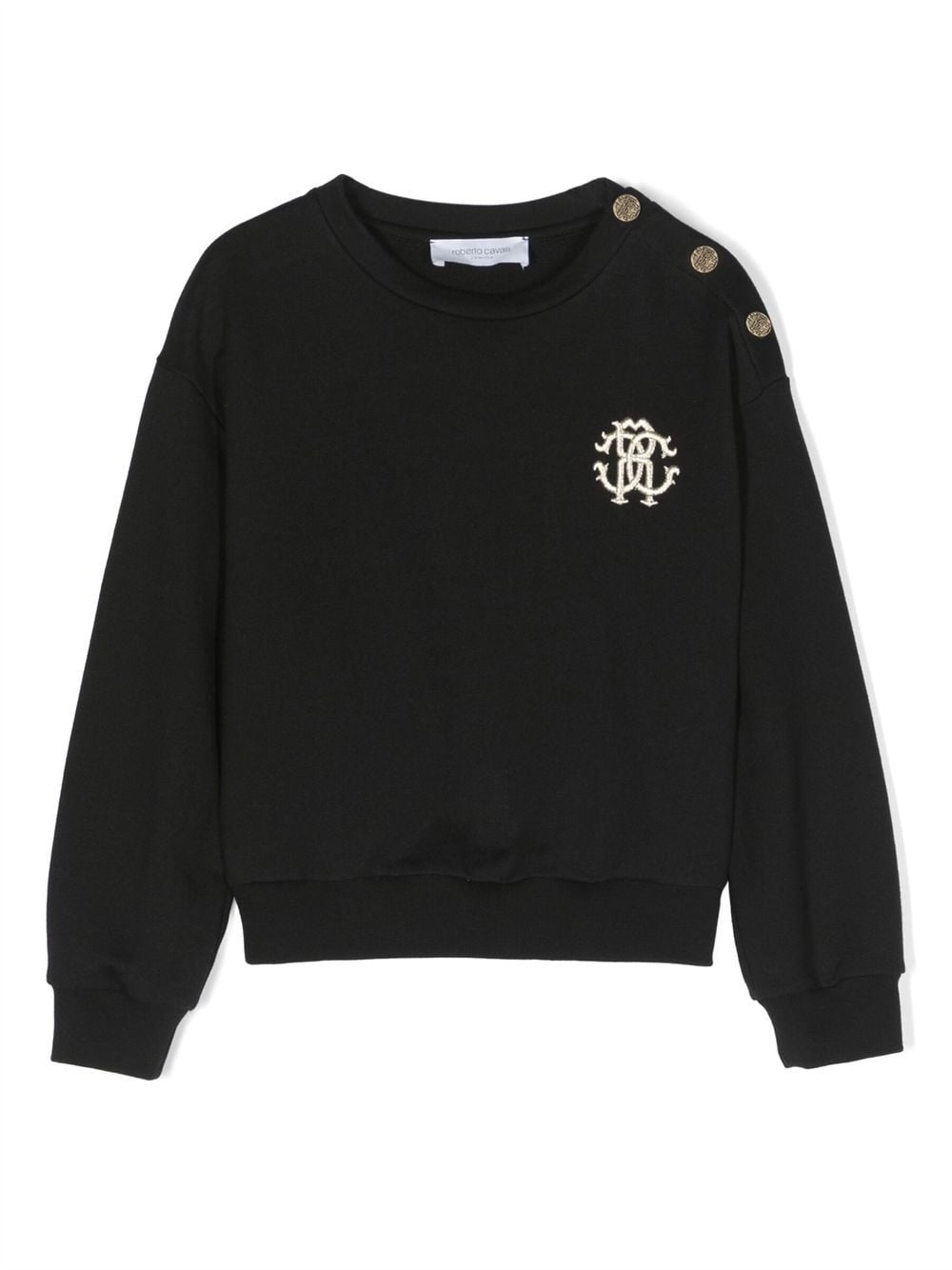 Roberto Cavalli Junior embroidered-logo cotton sweatshirt - Black