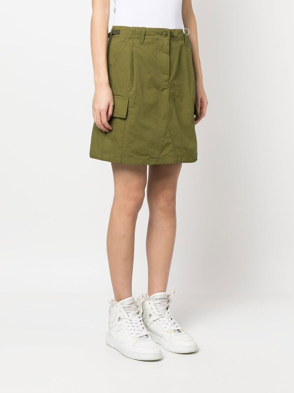 Shop Kenzo Cargo Cotton Mini Skirt In Green