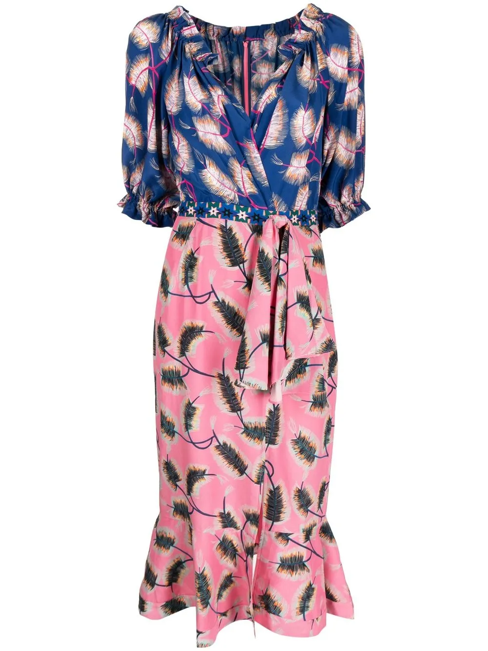 SALONI OLIVIA QUILL-PRINT MIDI DRESS