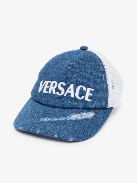Versace Kids Jeans-Baseballkappe in Distressed-Optik