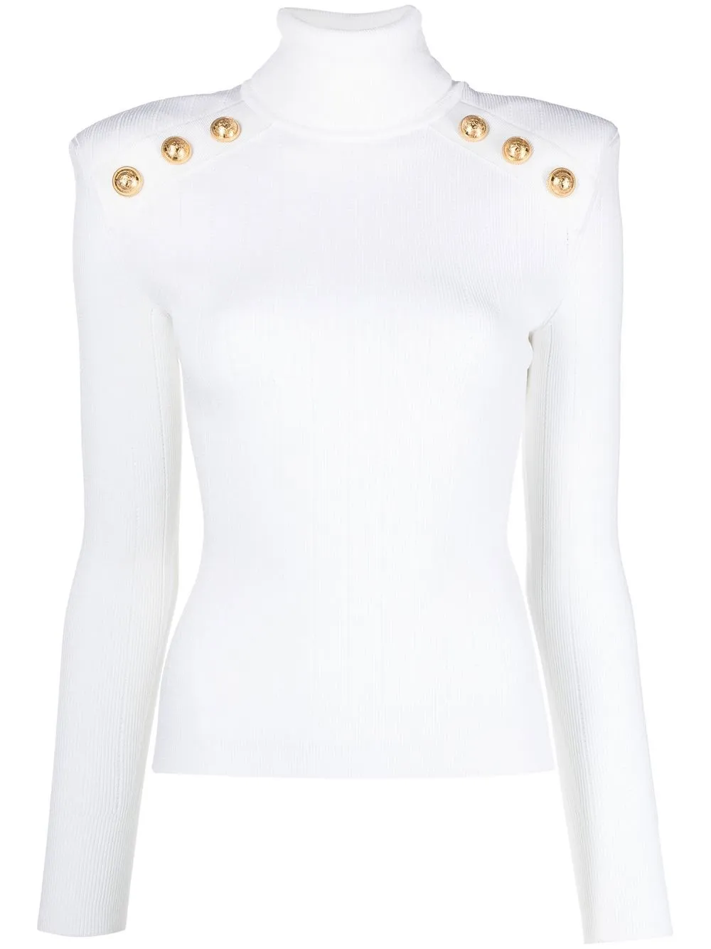 

Balmain embossed button-detail ribbed jumper - White