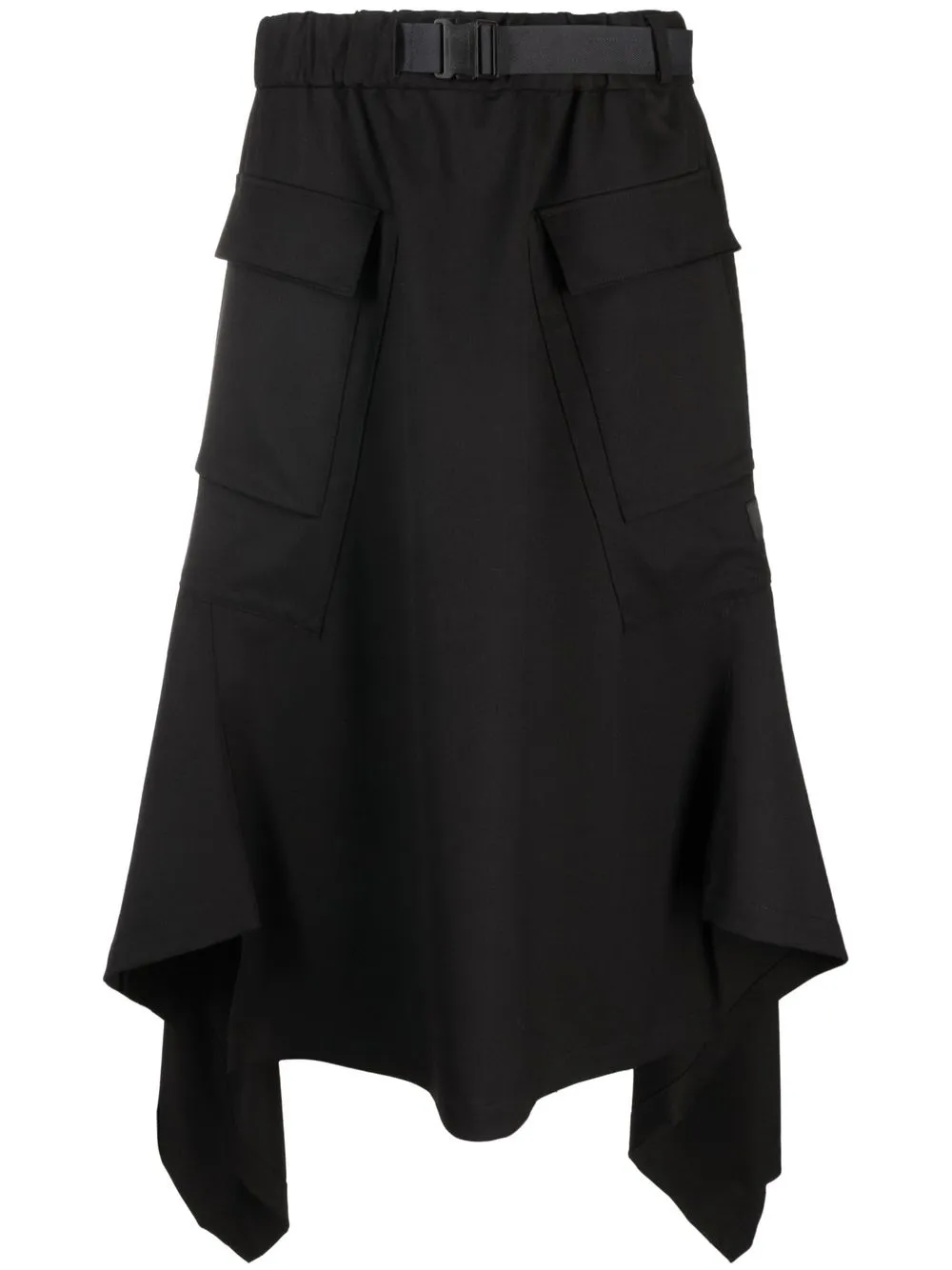 

Y-3 belted asymmetric midi skirt - Black