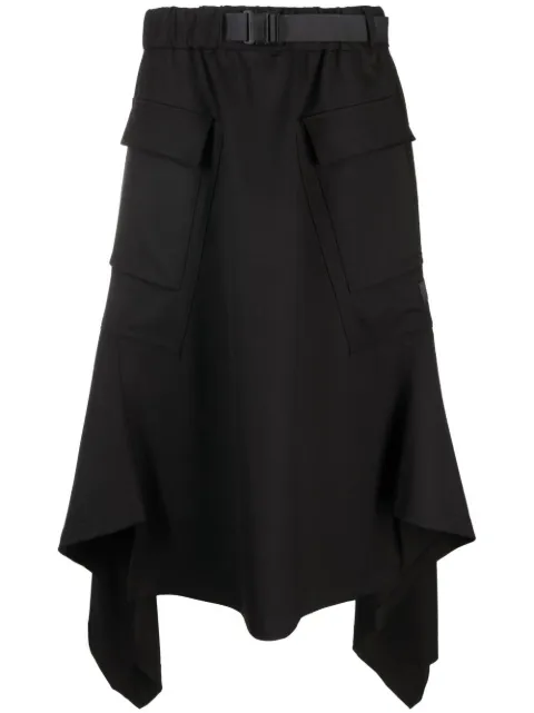 Y-3 belted asymmetric midi skirt