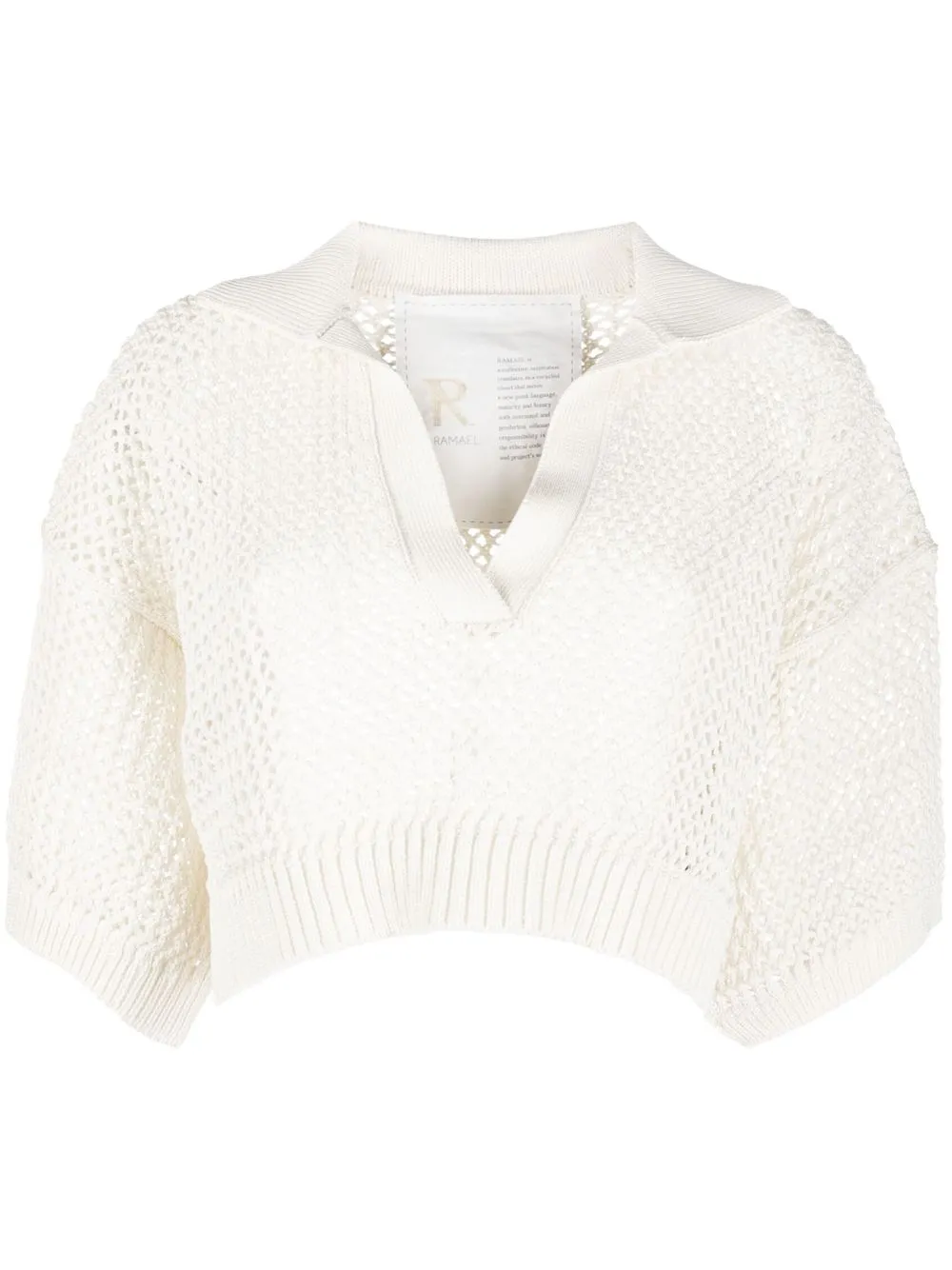 

Ramael crochet-knit cropped polo top - White