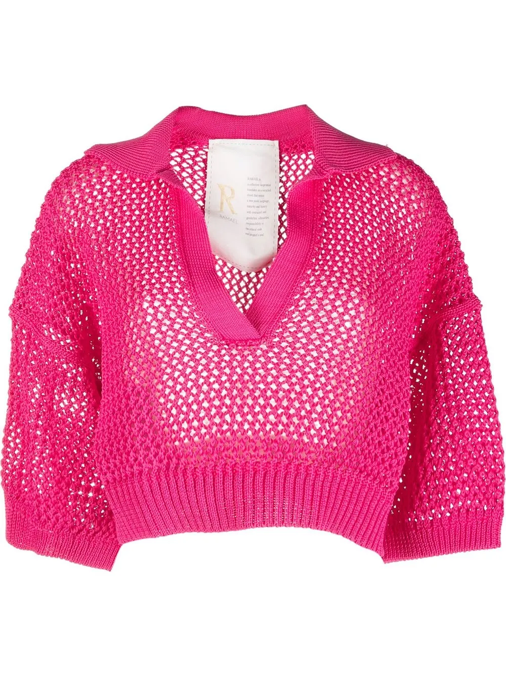 

Ramael crochet-knit cropped polo top - Pink