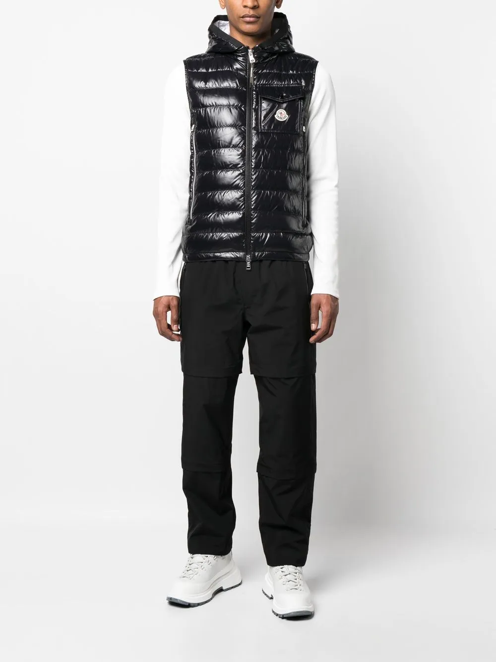 Shop Moncler Logo-patch Padded Down Gilet In Black