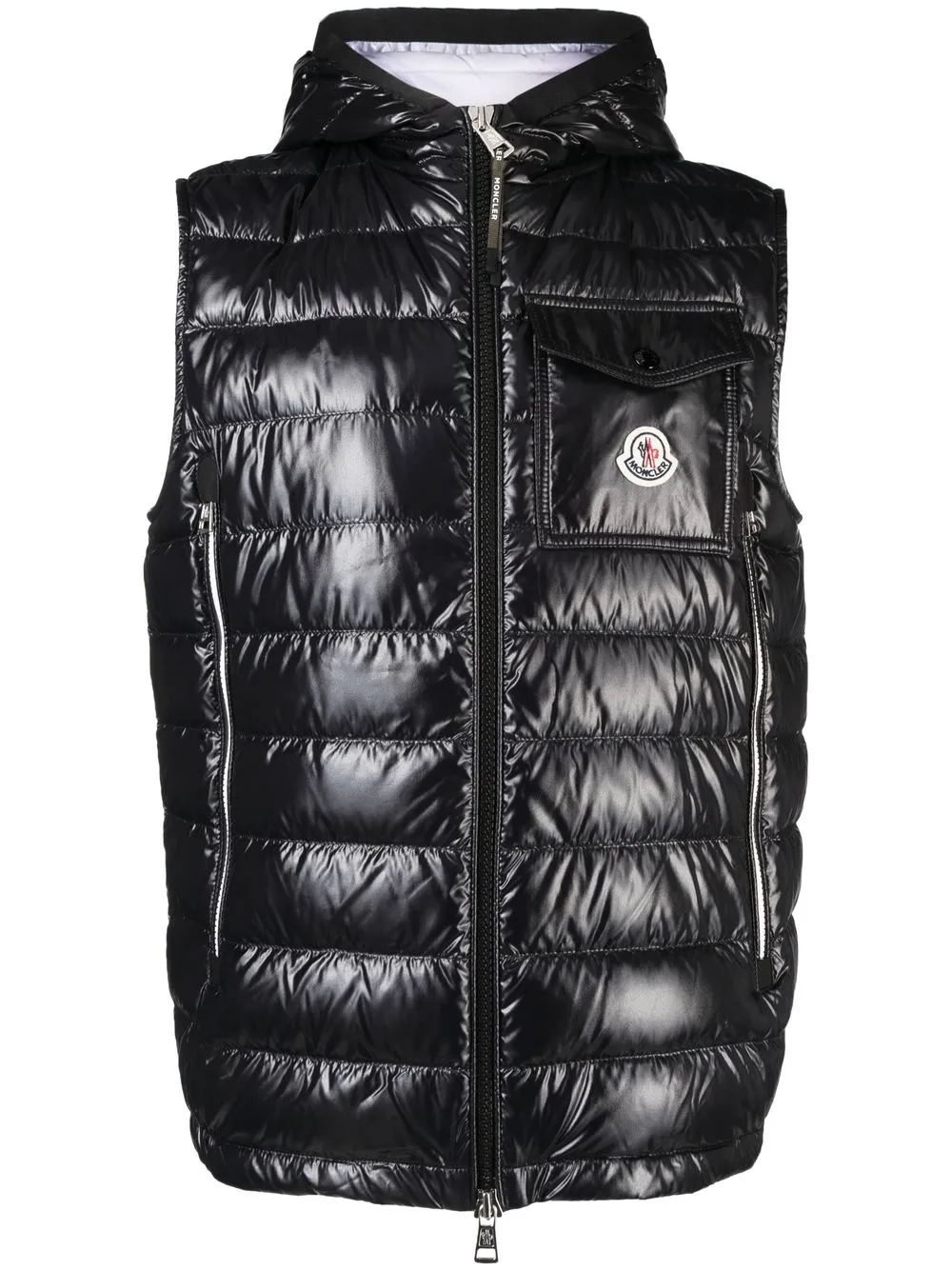 Shop Moncler Logo-patch Padded Down Gilet In Black