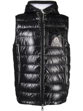 Moncler logo patch Padded Down Gilet Black FARFETCH AM