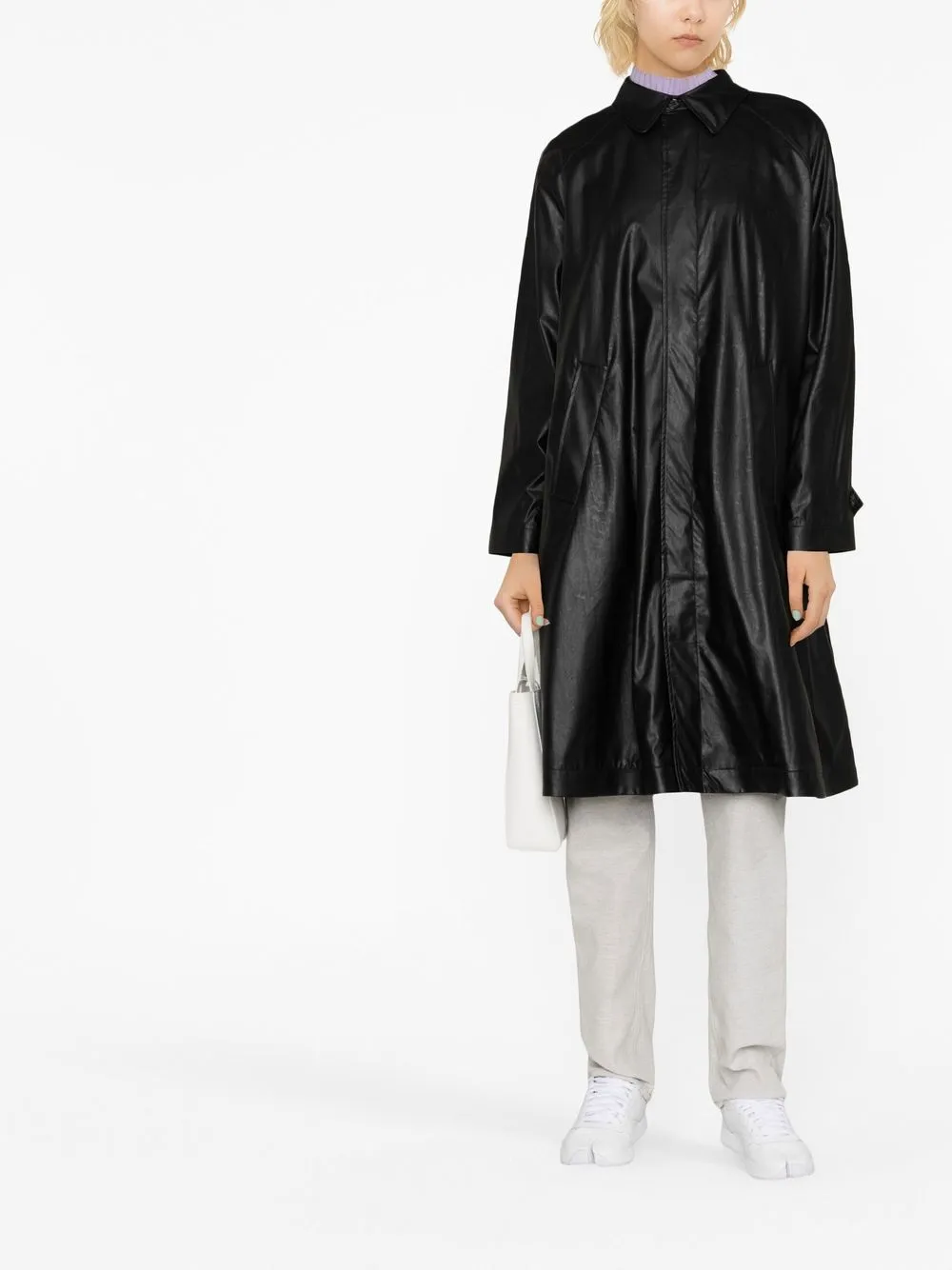 MM6 Maison Margiela Trenchcoat van imitatieleer - Zwart