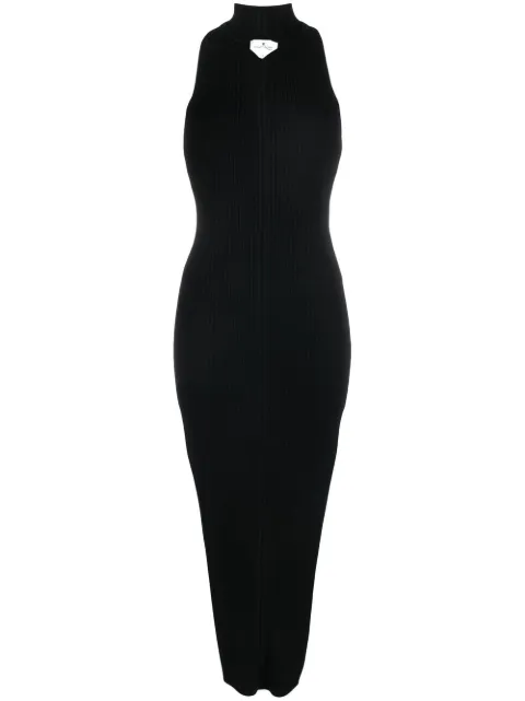 Courrèges Geripptes Midikleid mit Cut-Outs