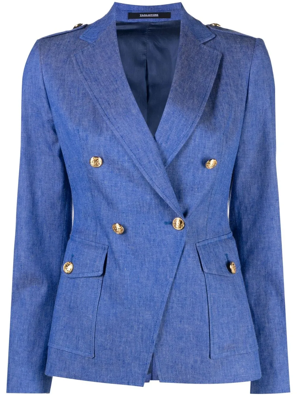 Tagliatore Mélange Double-breasted Blazer In Blau