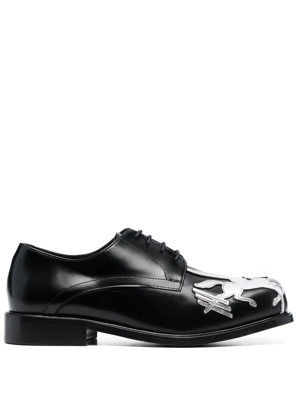 

Stefan Cooke Pegasus laser-cut derby shoes - PEGASUS SQUARE TOE - BLACK POLIDO SILVER DETAIL