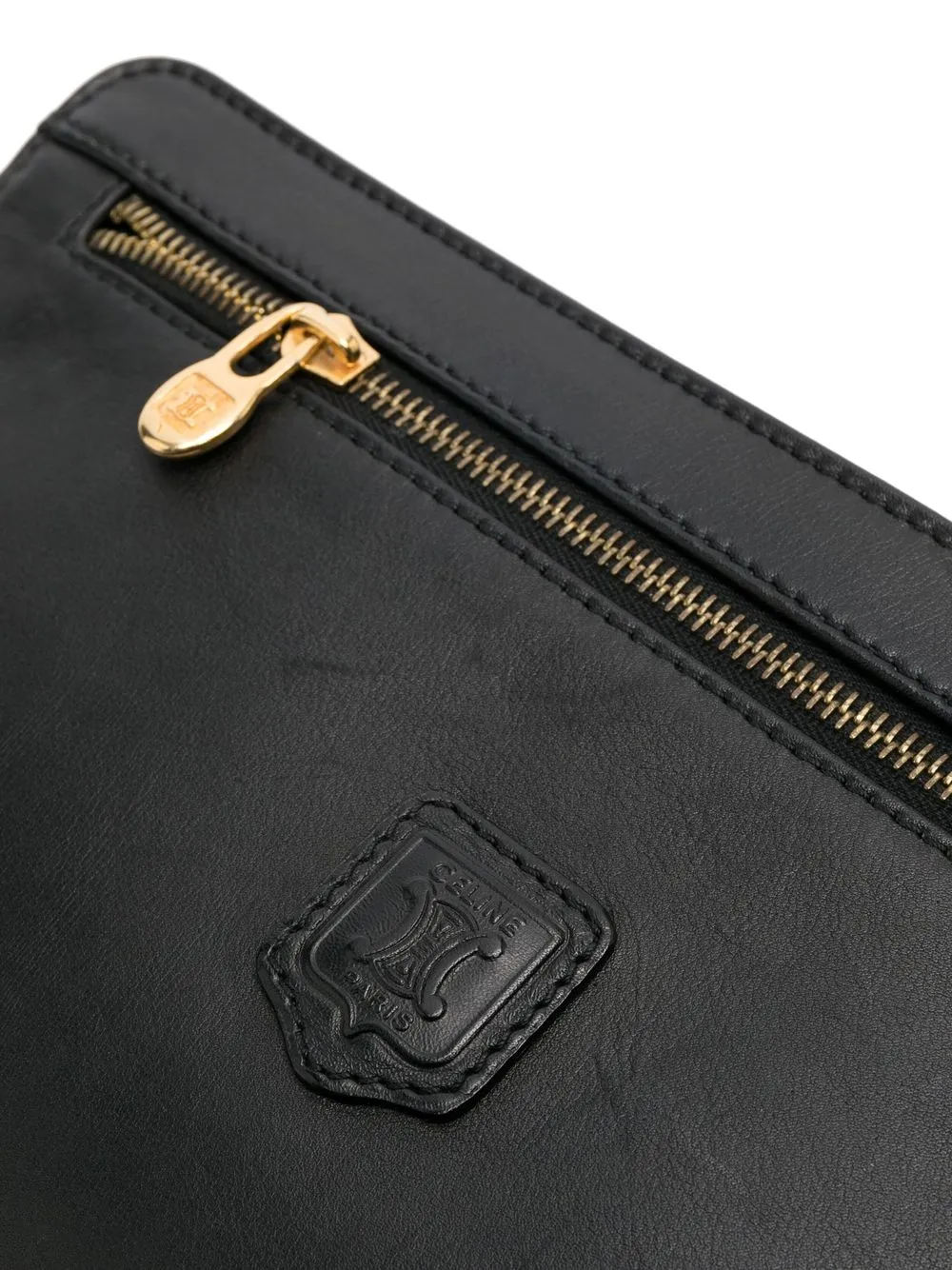 Pre-owned Celine 1990s Logo Patch Clutch In Black