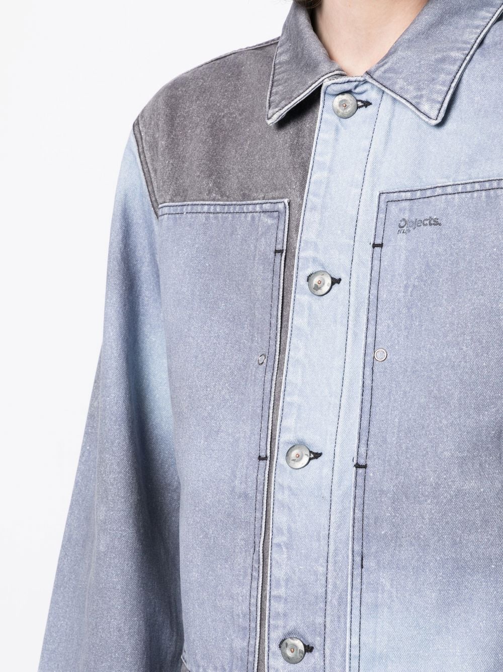 Shop Objects Iv Life Two-tone Denim Shirt Jacket In Blau