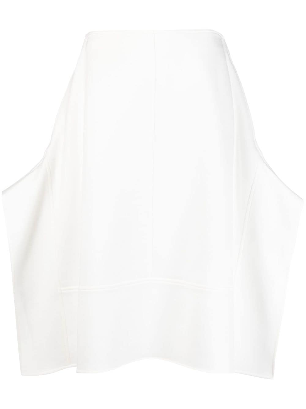 Plan C Draped High-waisted Midi Skirt In Weiss