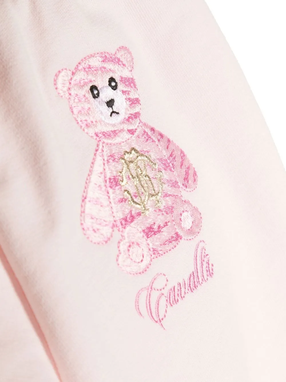 Shop Roberto Cavalli Junior Bear-embroidered Track Pants In Pink