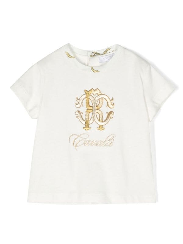 Roberto Cavalli Junior Monogram-patch T-shirt - Farfetch