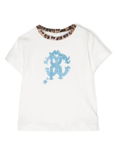 Roberto Cavalli Junior monogram-print cotton T-shirt