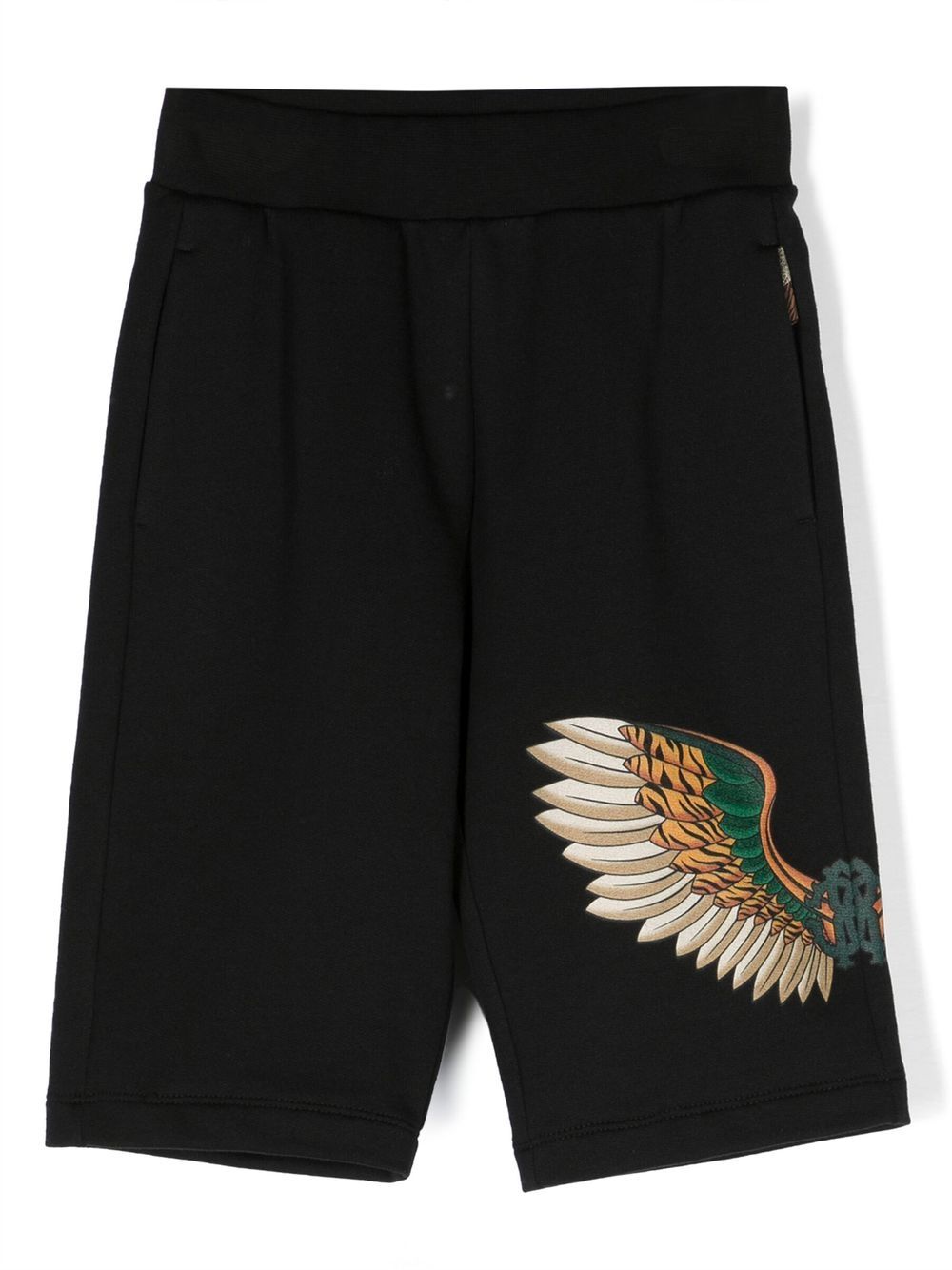 Roberto Cavalli Junior wing-patch track shorts - Black