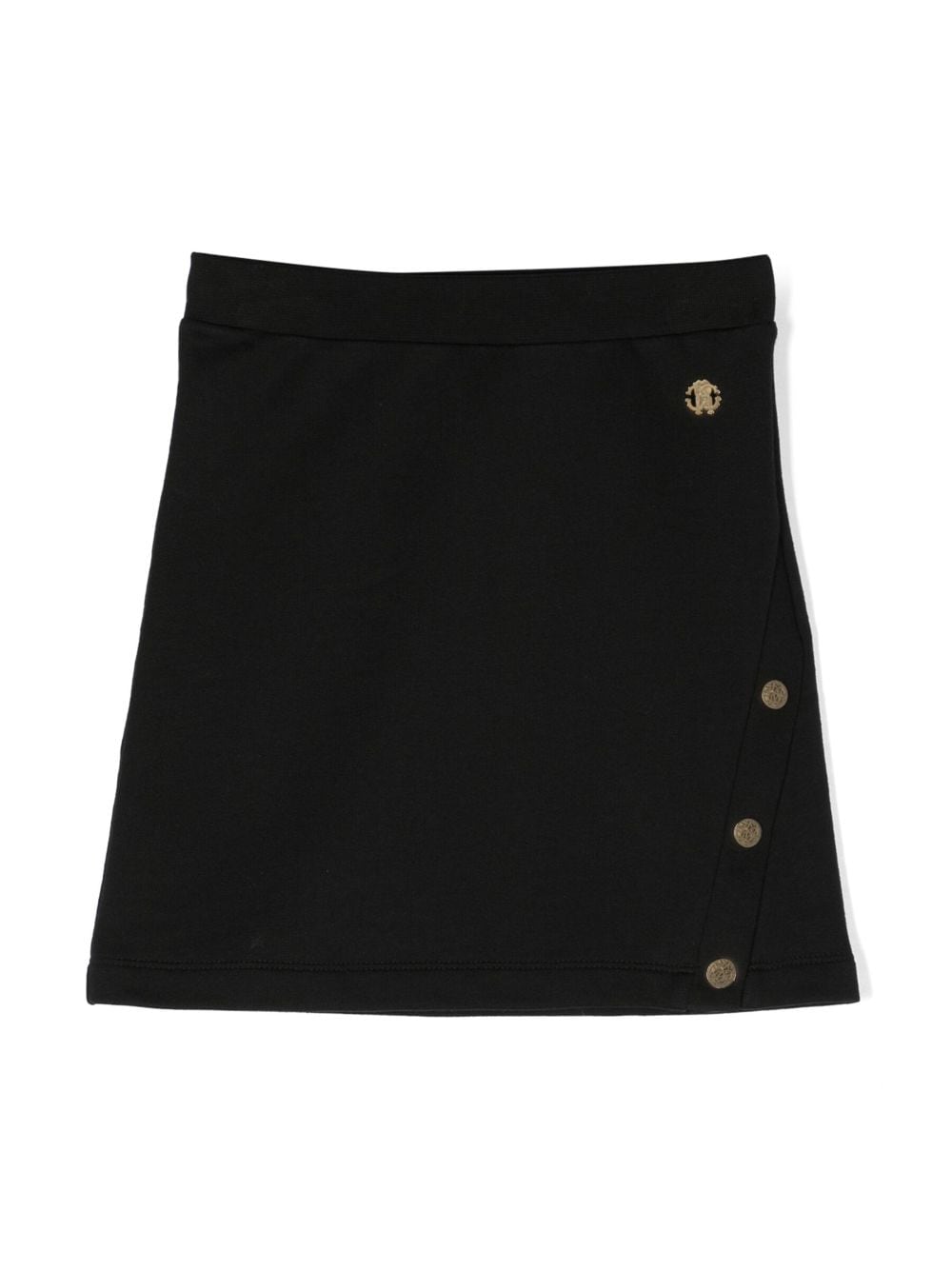 Roberto Cavalli Junior logo-plaque cotton skirt - Black