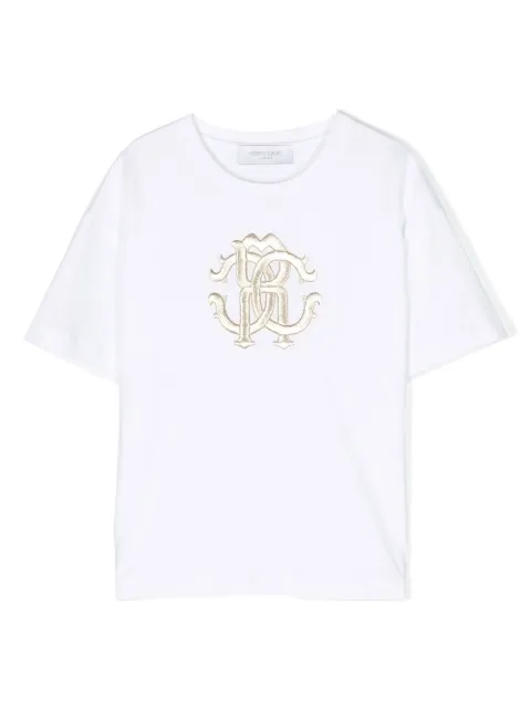 Roberto Cavalli Junior logo-embroidery cotton T-shirt