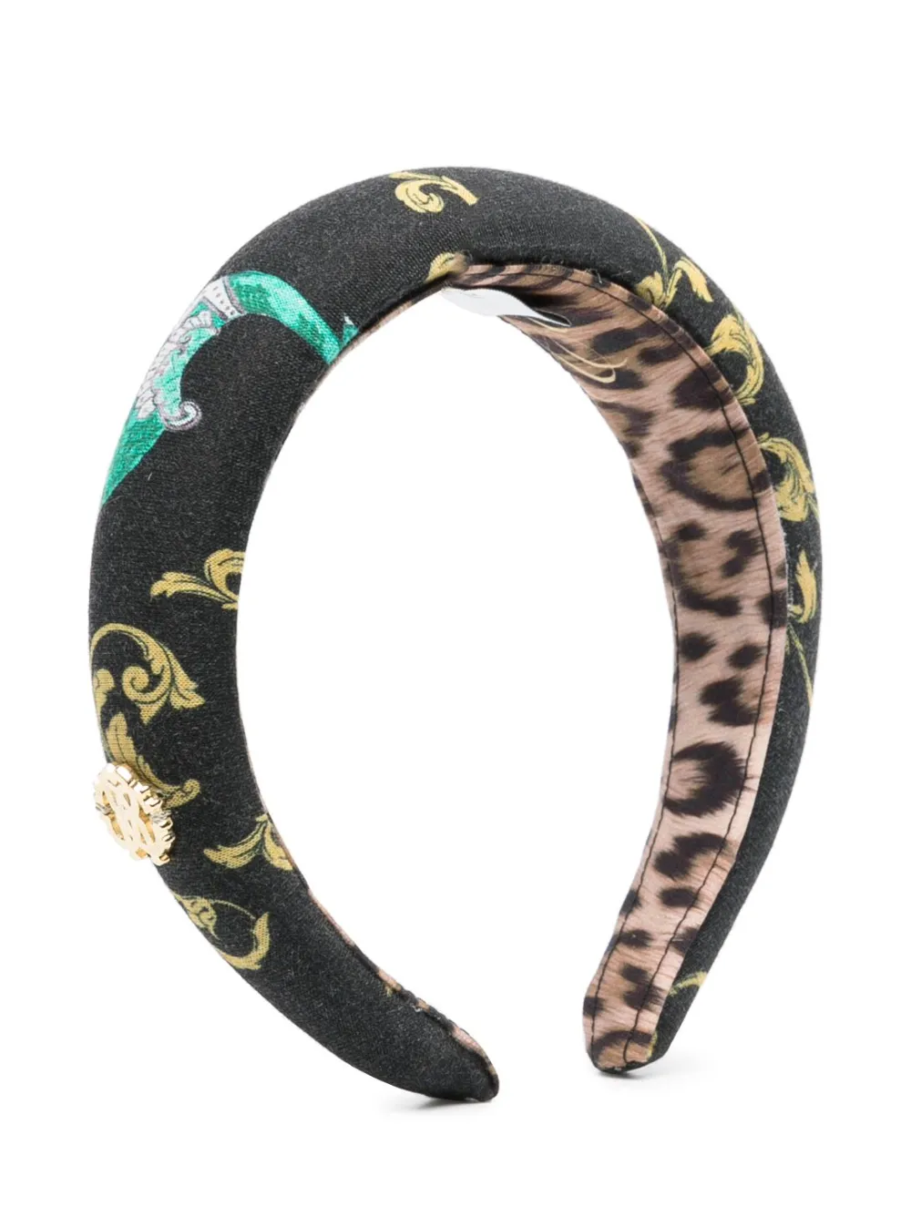 Roberto Cavalli Junior logo-appliqué printed headband - Black