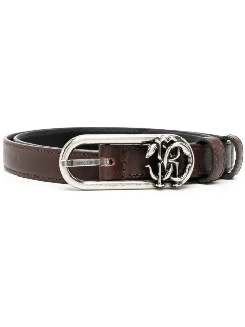 Roberto Cavalli logo-buckle leather belt