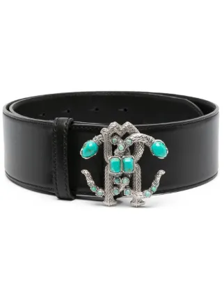 Roberto Cavalli Mirror Snake レザーベルト | ブラック