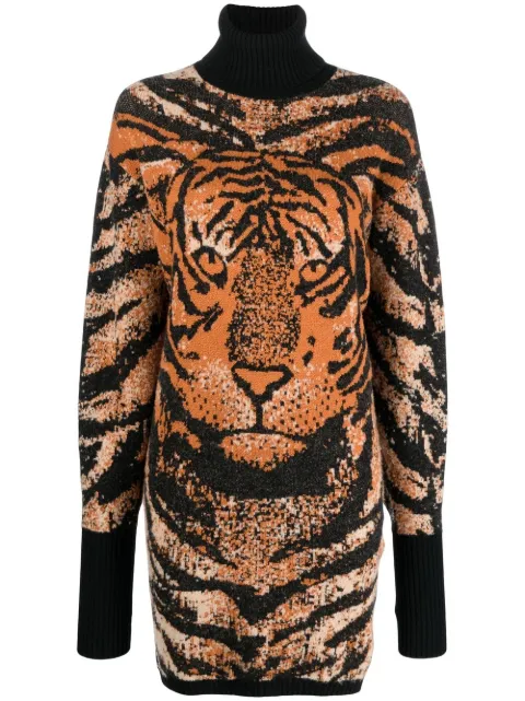 Roberto Cavalli tiger jacquard knitted dress
