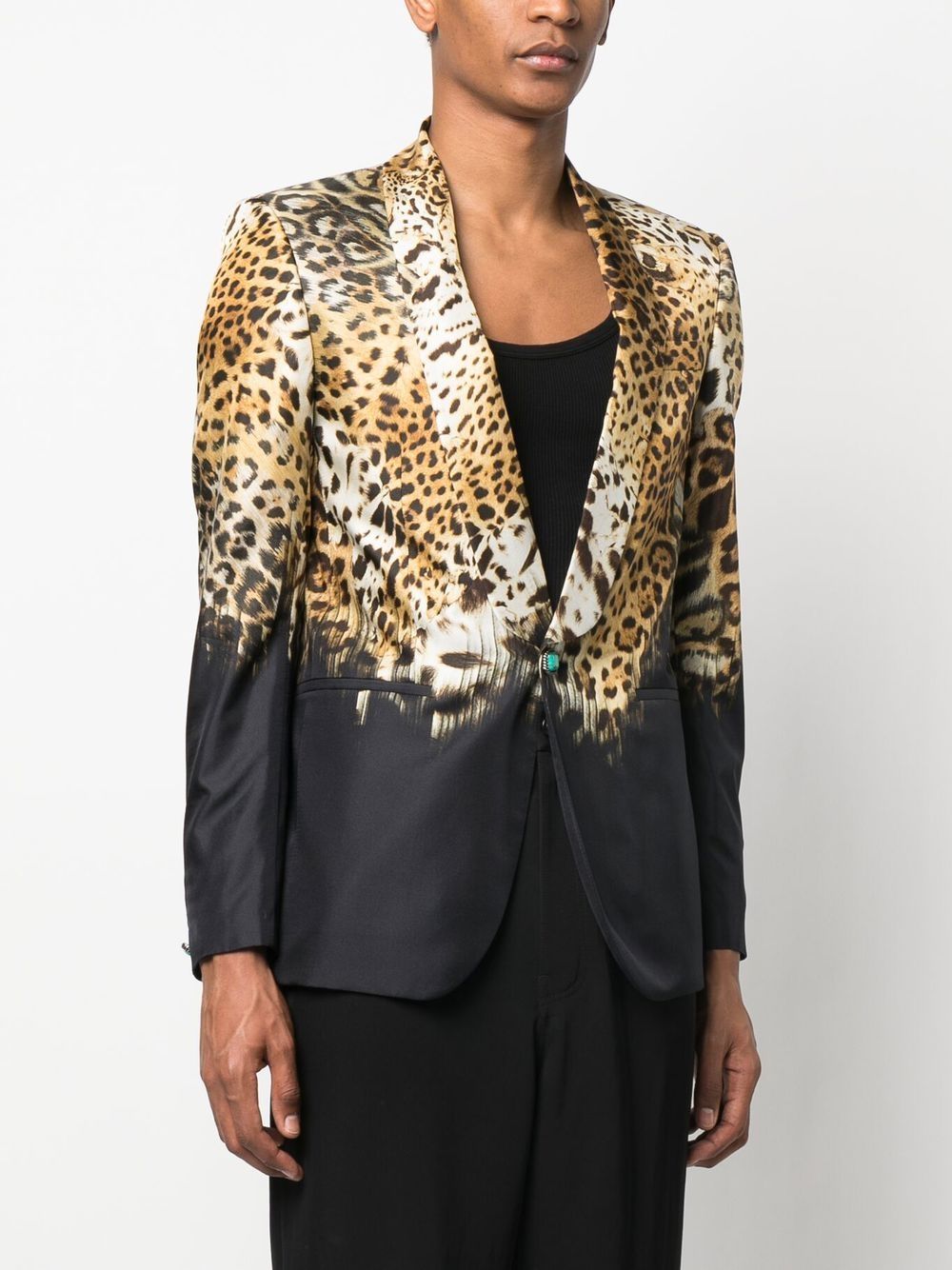 Shop Roberto Cavalli Leopard-print Silk Blazer In Neutrals