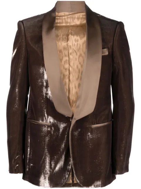 Roberto Cavalli blazer con botones y efecto metalizado 