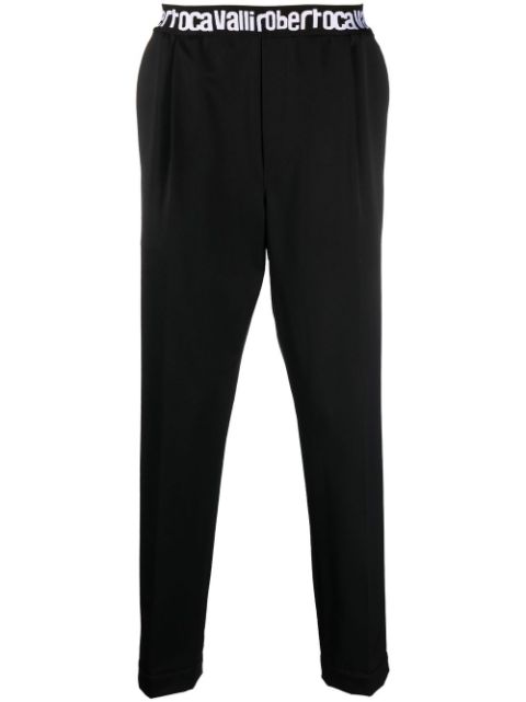 Roberto Cavalli logo-waist tapered trousers