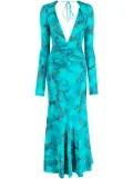 Roberto Cavalli ruched marble-print dress - Blue