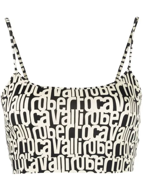 Roberto Cavalli top corto con logo estampado 