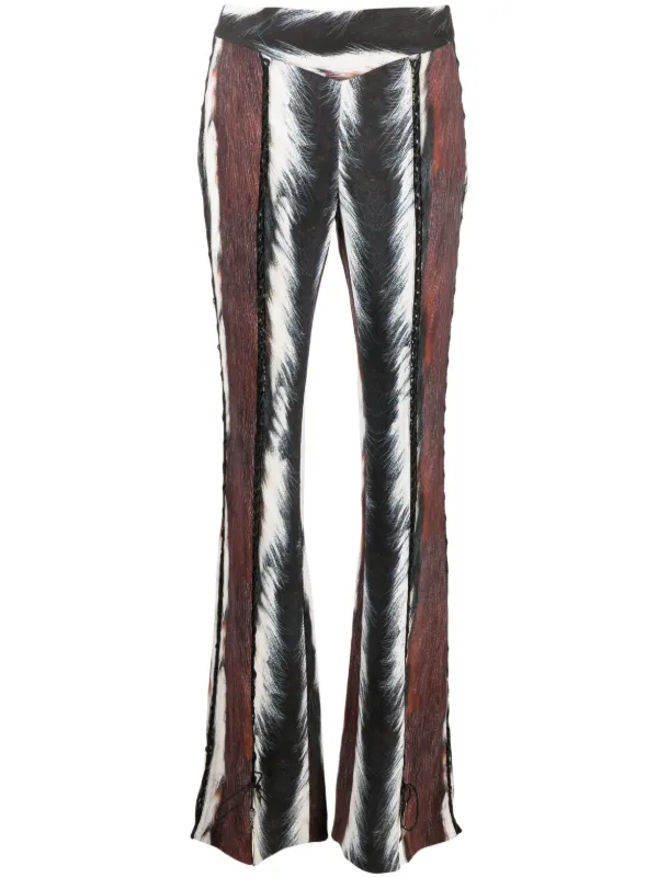 パンツ ROBERTO CAVALLI STRETCH CADY FLARE TROUSERS Roberto Cavalli S/S 2001 runway illusion pants – InLouve