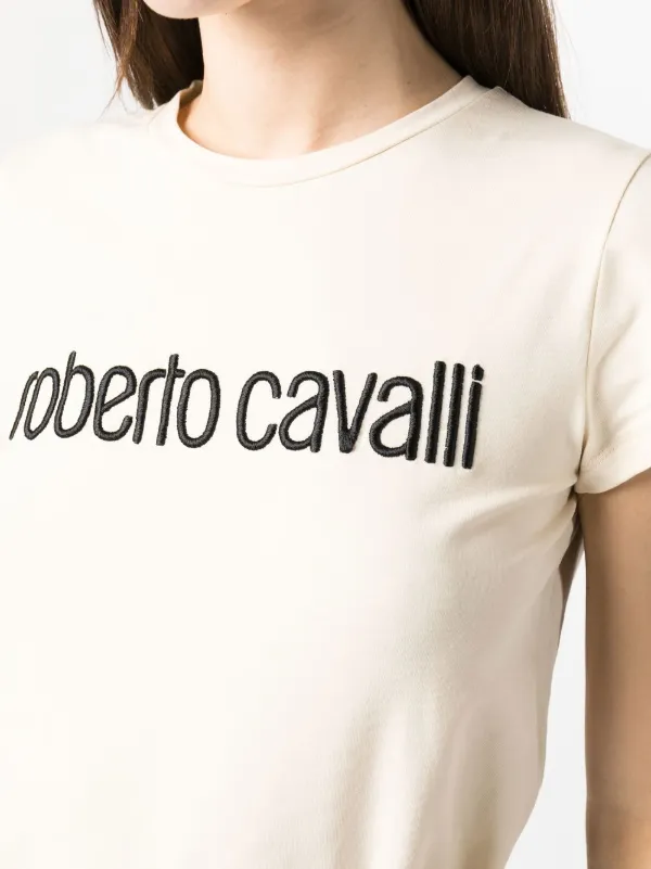 Roberto Cavalli logo embroidered T shirt Farfetch