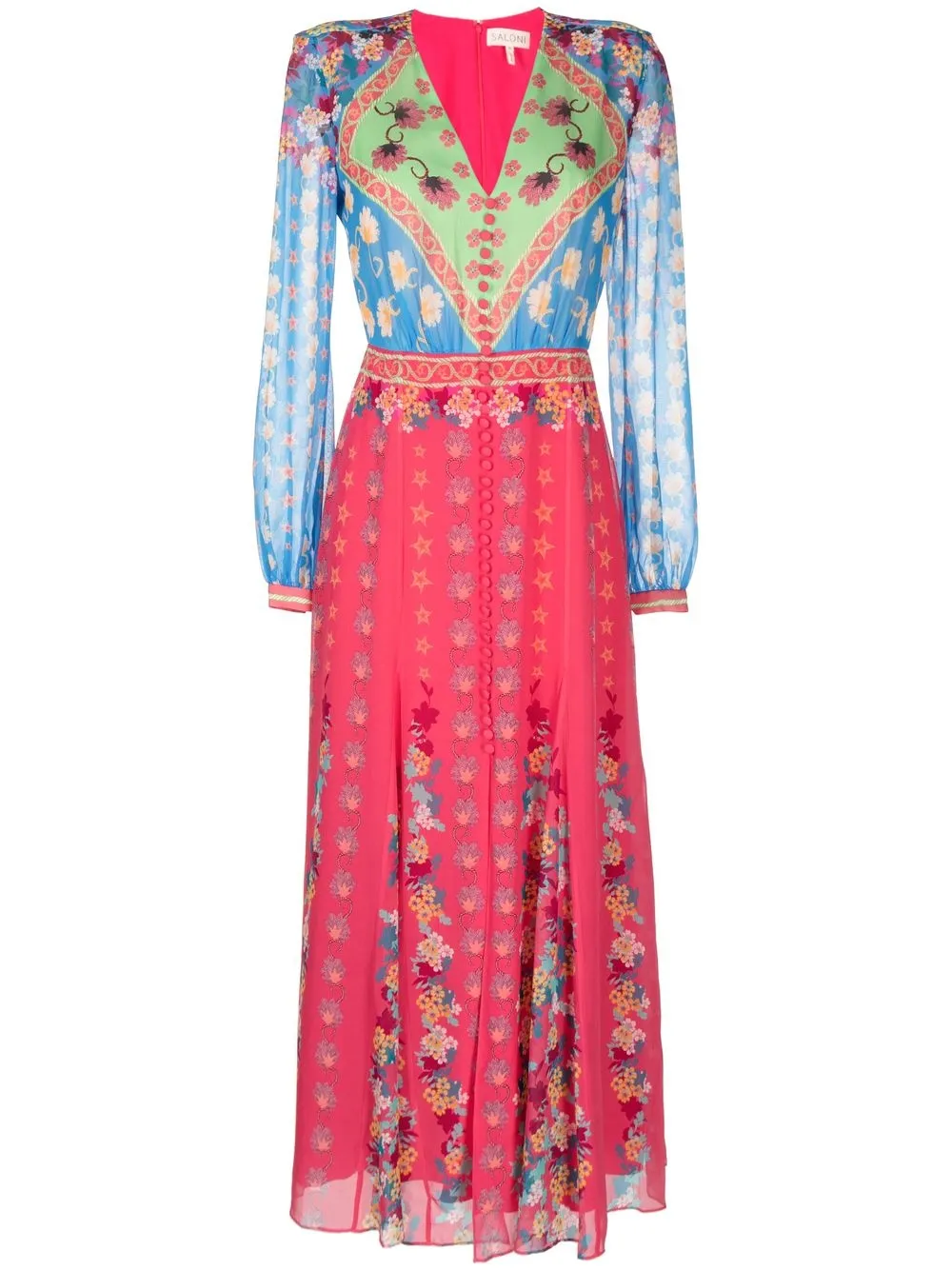 

Saloni Annabel botanical-print maxi dress - Blue