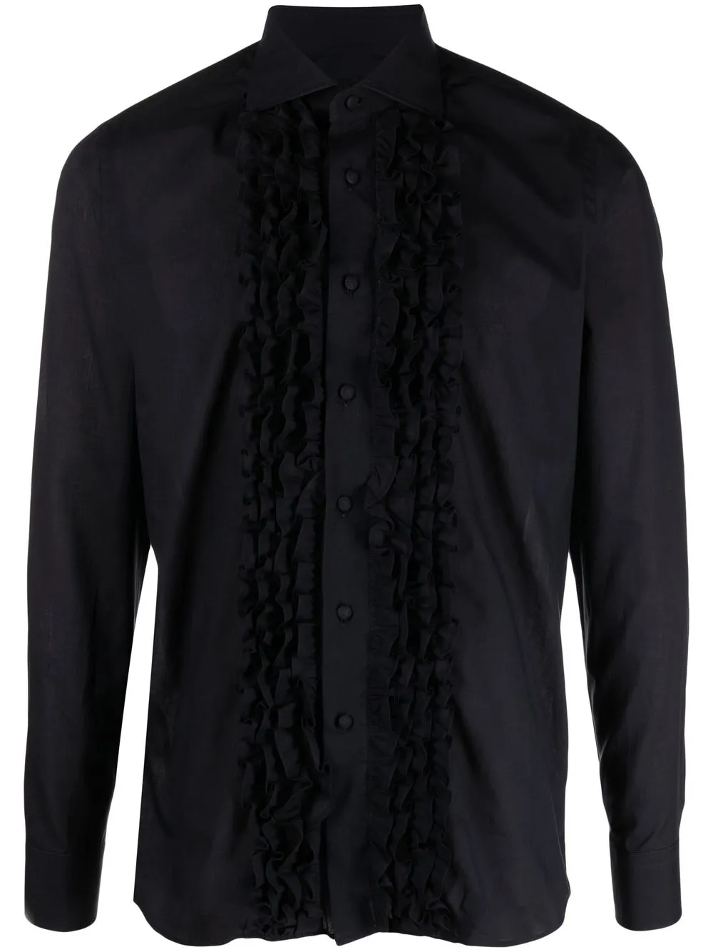 

Tagliatore ruffle-trim detail shirt - Black