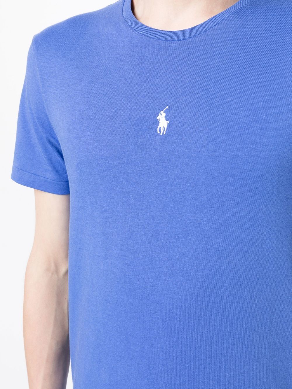 Shop Polo Ralph Lauren Logo-embroidered Slim Fit T-shirt In Blue