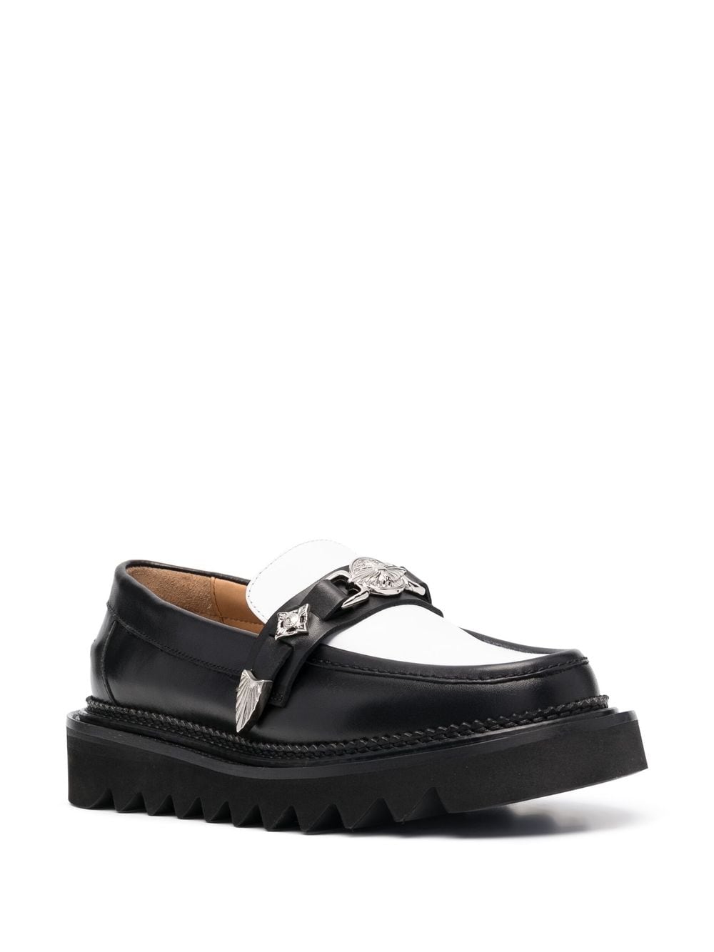 Shop Toga Buckle-detail Leather Loafers In Schwarz