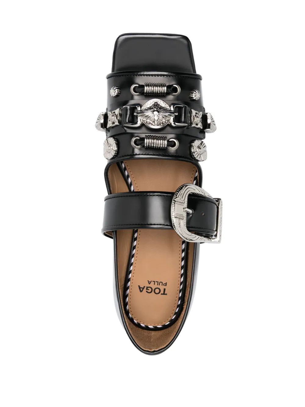 Shop Toga Buckle-fastening Open-toe Ballerina Shoes In Schwarz