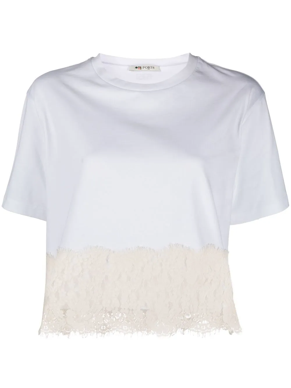 

Ports 1961 lace-panel cotton T-shirt - White