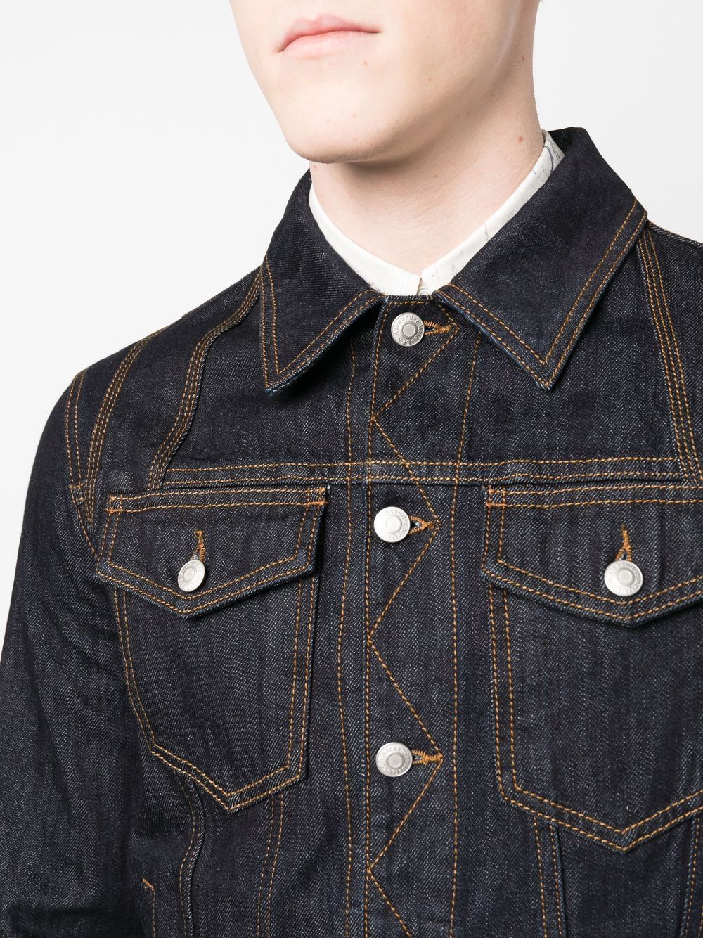 buttoned-up denim jacket