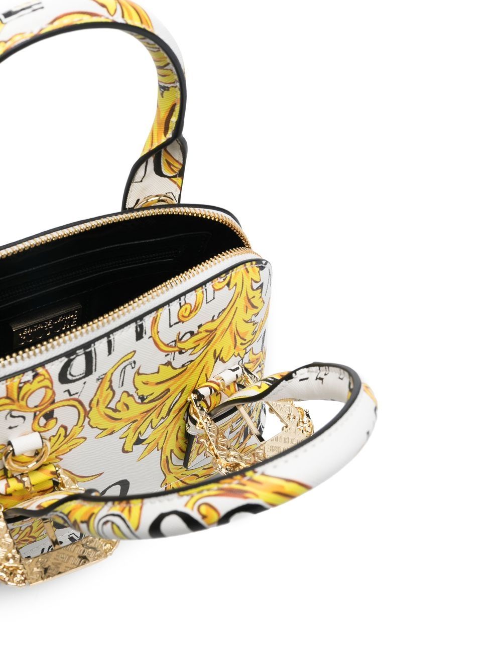 Shop Versace Jeans Couture Barocco-print Faux Leather Mini Tote In White
