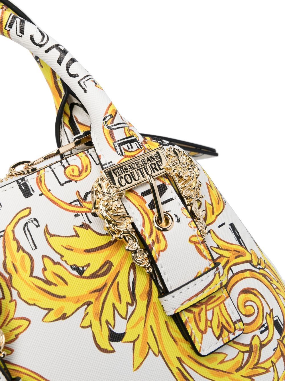 Shop Versace Jeans Couture Barocco-print Faux Leather Mini Tote In White