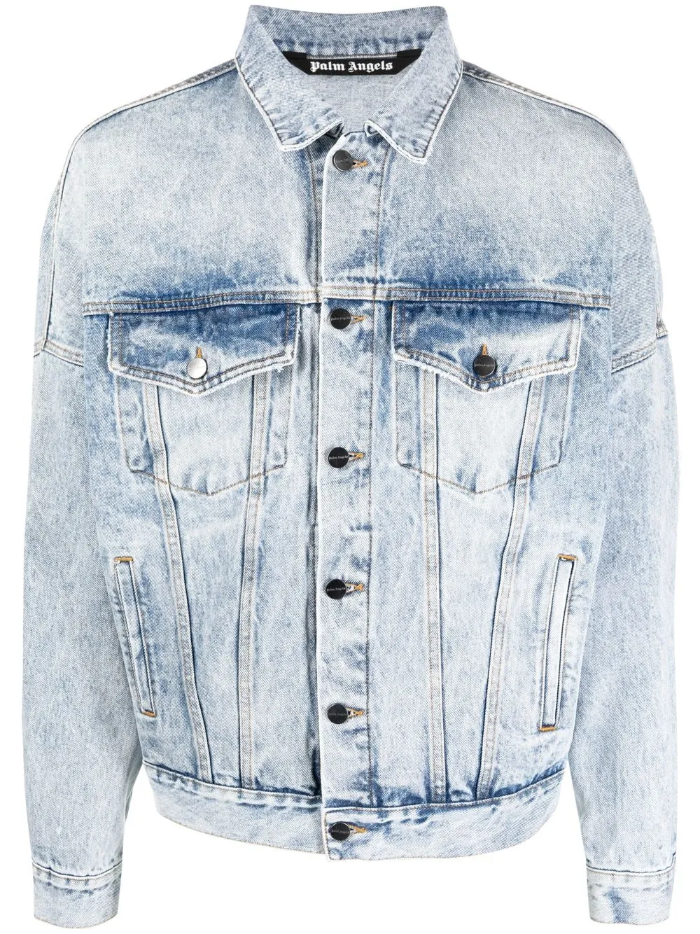 

Palm Angels logo-print denim trucker jacket - Blue