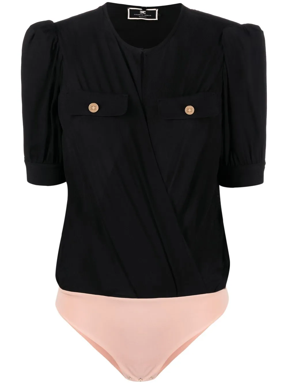

Elisabetta Franchi blusa manga corta con efecto cruzado - Azul