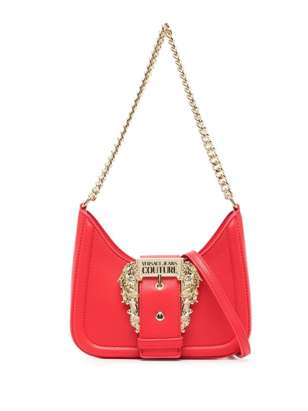 Versace Jeans Couture Baroque Couture Buckled Crossbody Bag In Red