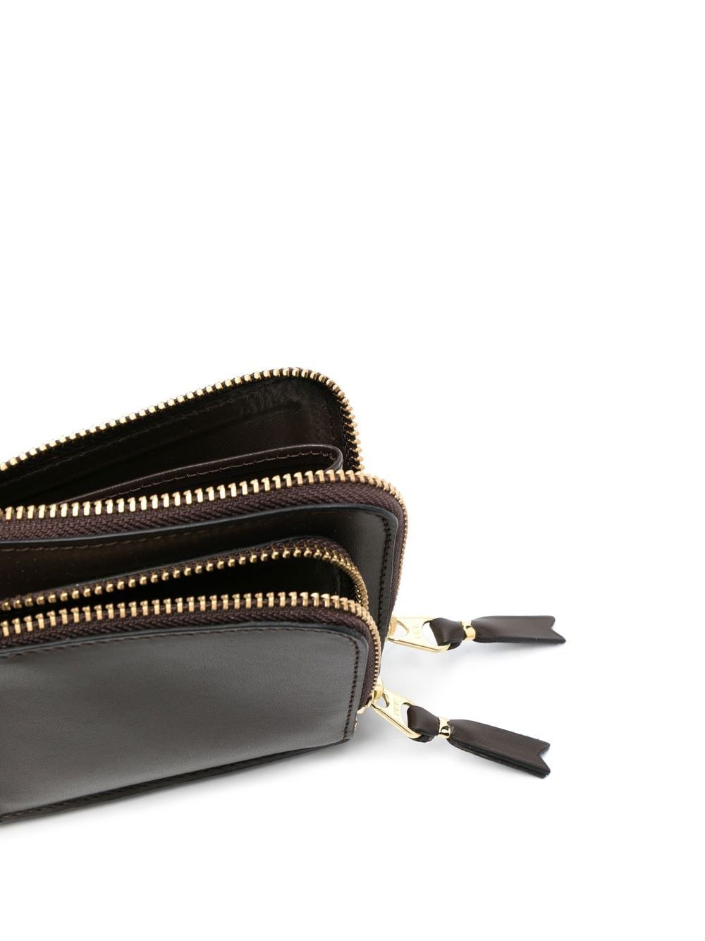 Shop Comme Des Garçons Zipped-pocket Leather Wallet In Braun